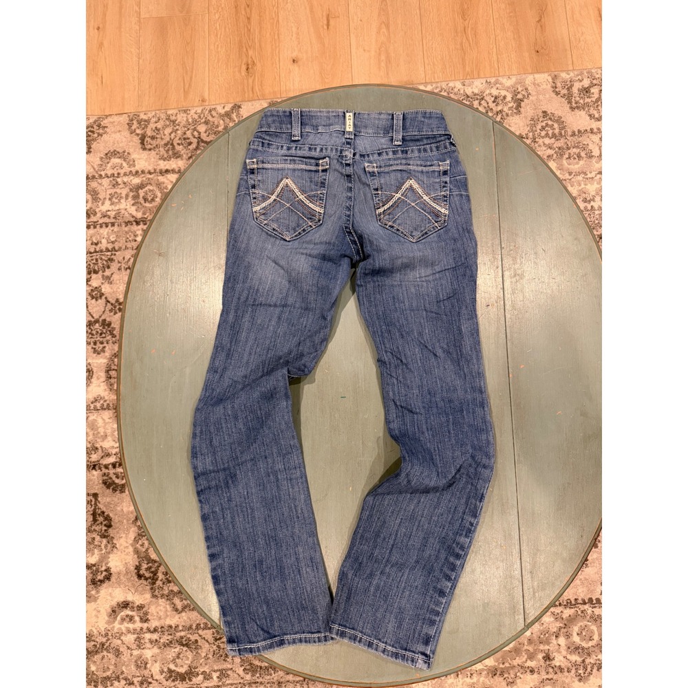 Ariat Real Straight Icon Jeans Rainstorm Blue Denim 27S AW6510D Western Womens - Picture 7 of 8